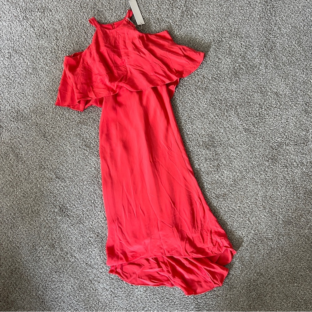 Kobi Halperin Women's Cold Shoulder Emelia Ruffle Silk Dress